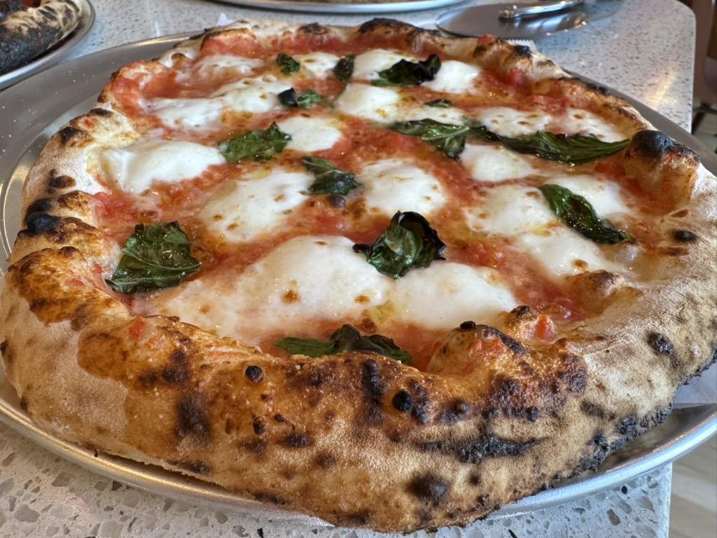 close up, a margherita piza