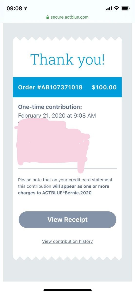 bernie thanking me for donating $100