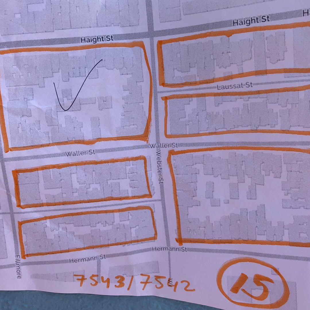 Spent the afternoon tagging doors for Prop F with @vurtyou from Alamo square and back.