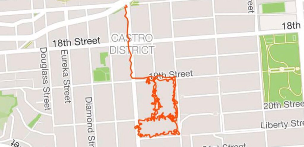 Map of lit drop territory between Castro one Noe, 19th and Liberty 19th 