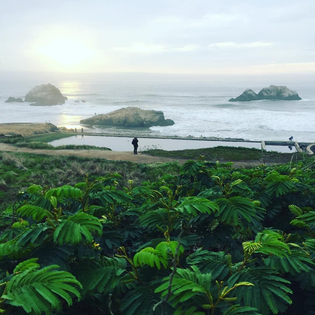 Sunset from a foggy Sutro Baths.