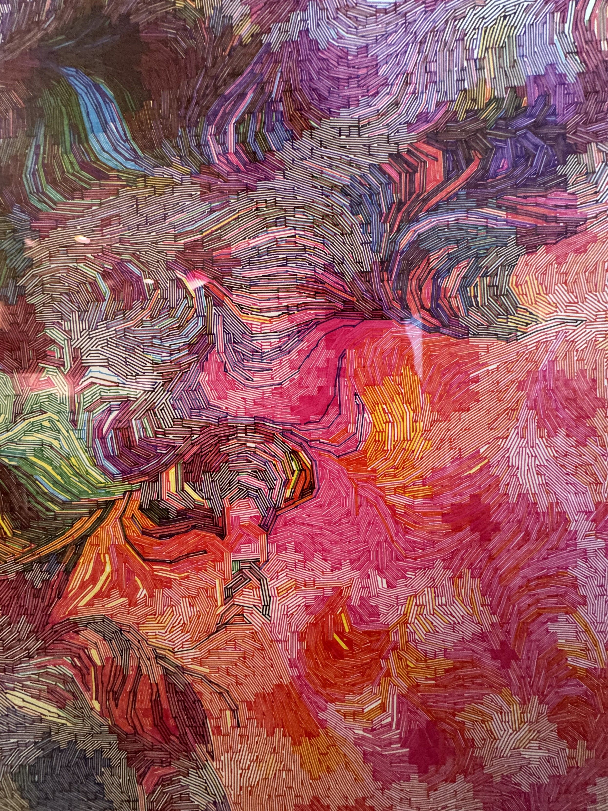 plot detail in purple, pink, green, yellow